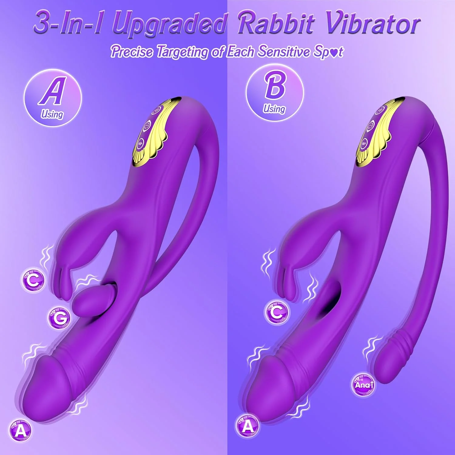 TriNovaX 3-in-1 Rabbit Vibrator 10 Modes - Image 3