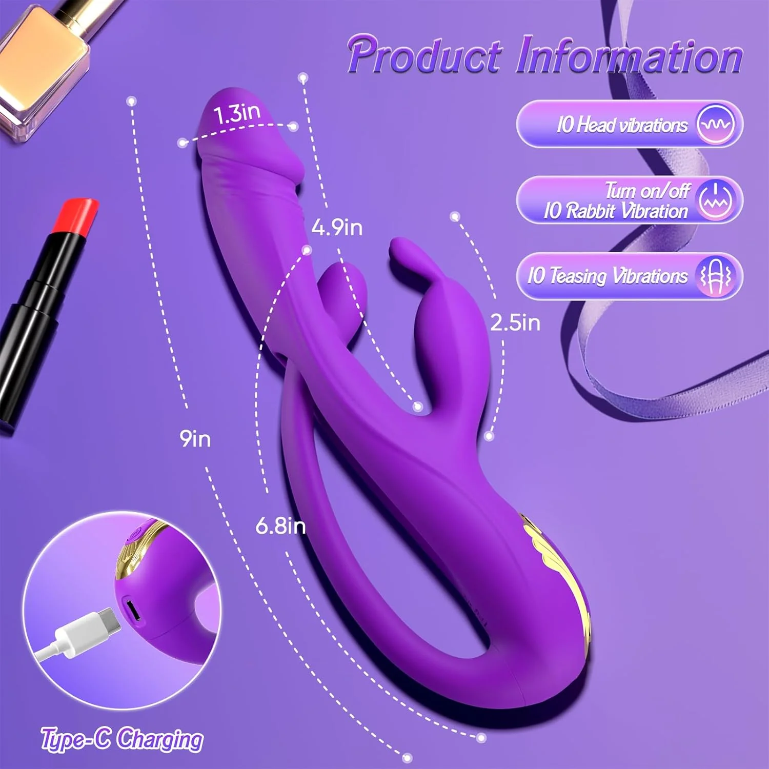 TriNovaX 3-in-1 Rabbit Vibrator 10 Modes - Image 7