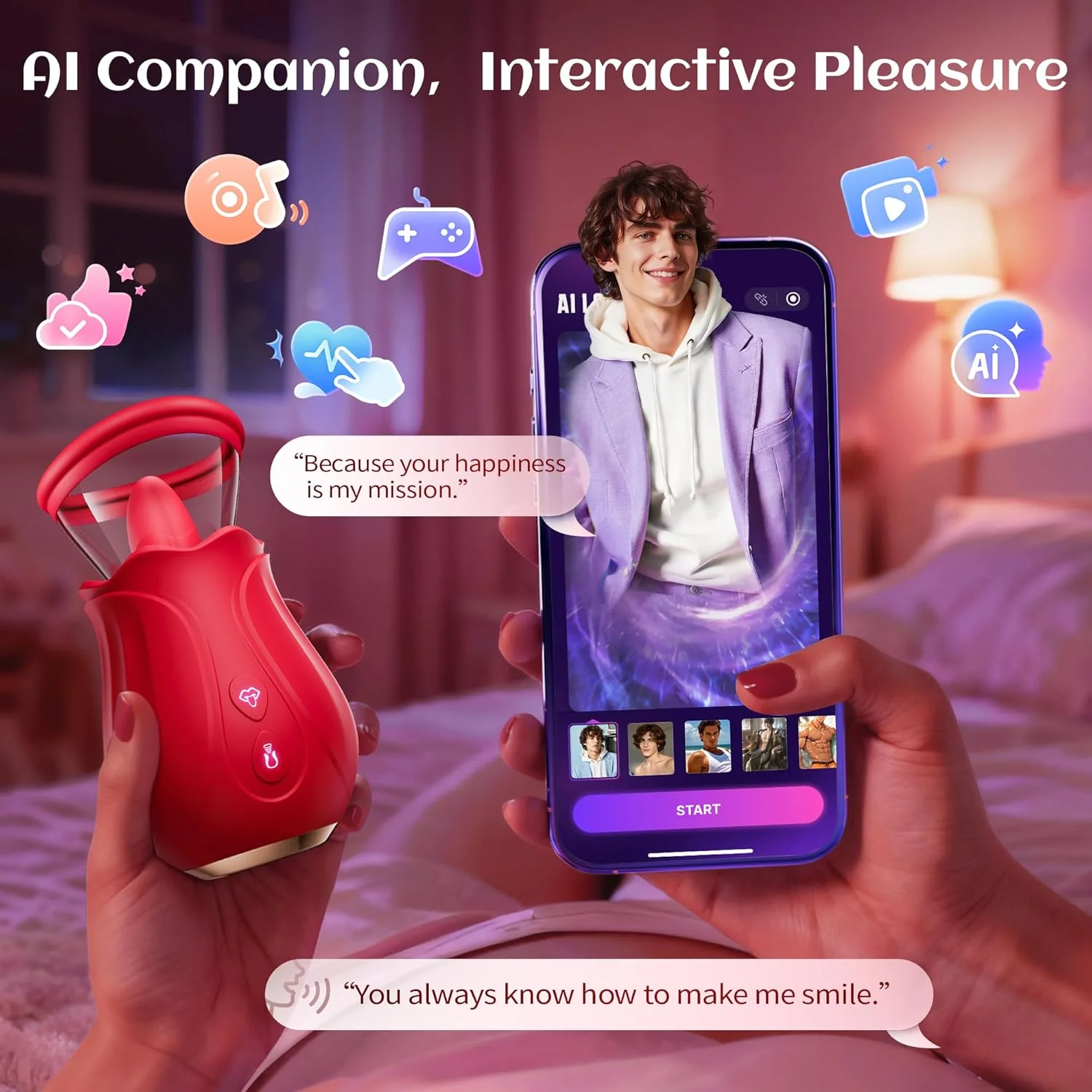 PetalyaX AI Rose Vibrator 7 Suction 10 Licking Modes - Image 6