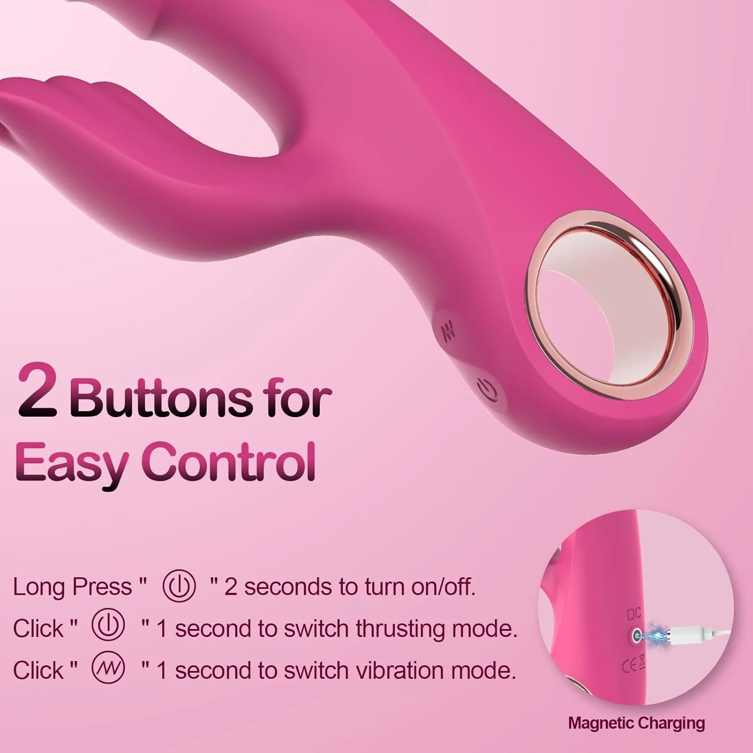 PulseNexa Thrusting Rabbit Vibrator 3 Thrust 10 Modes Silicone - Image 5