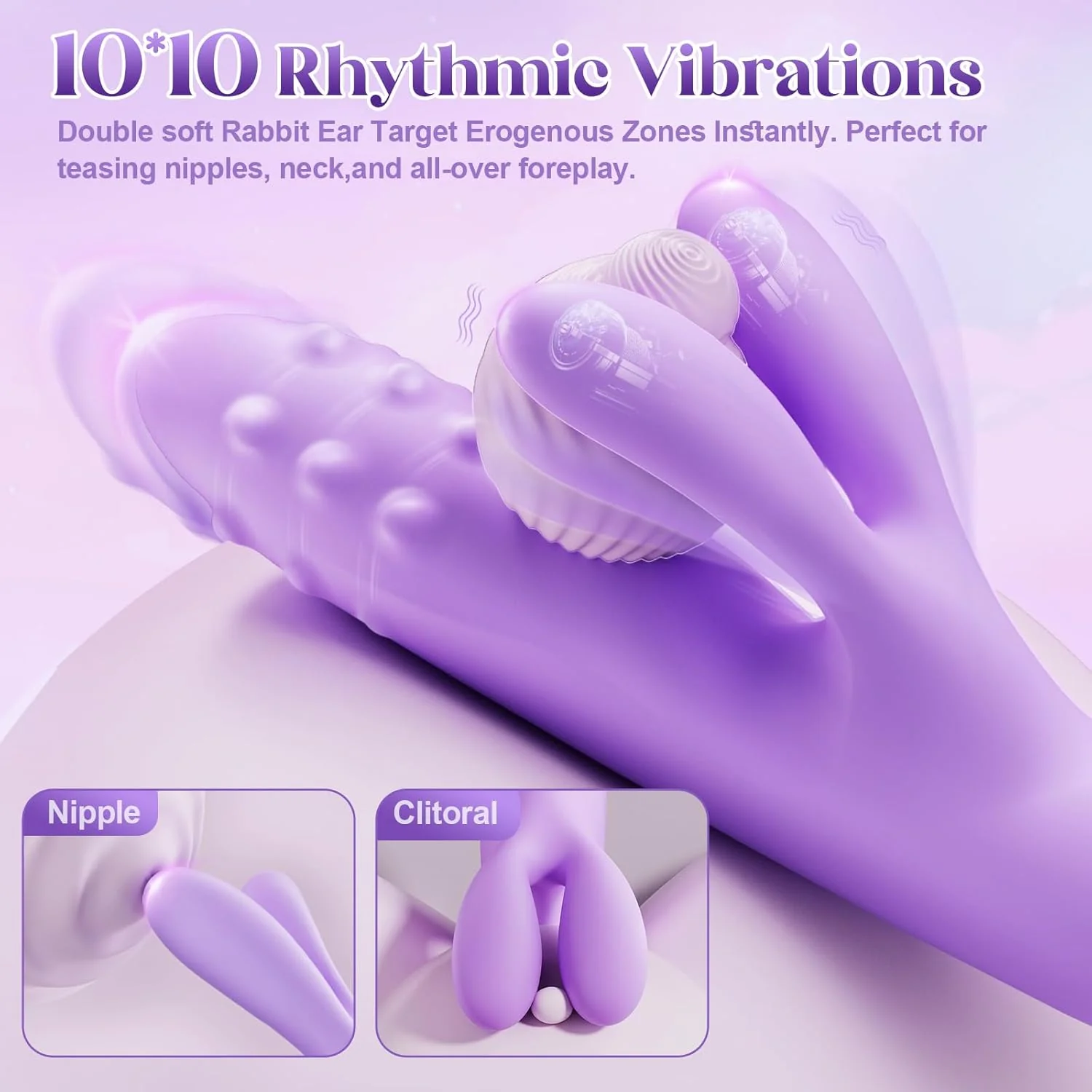 OrbitBead 360° Beads Thrusting Rabbit Vibrator 10 Modes Silicone - Image 4