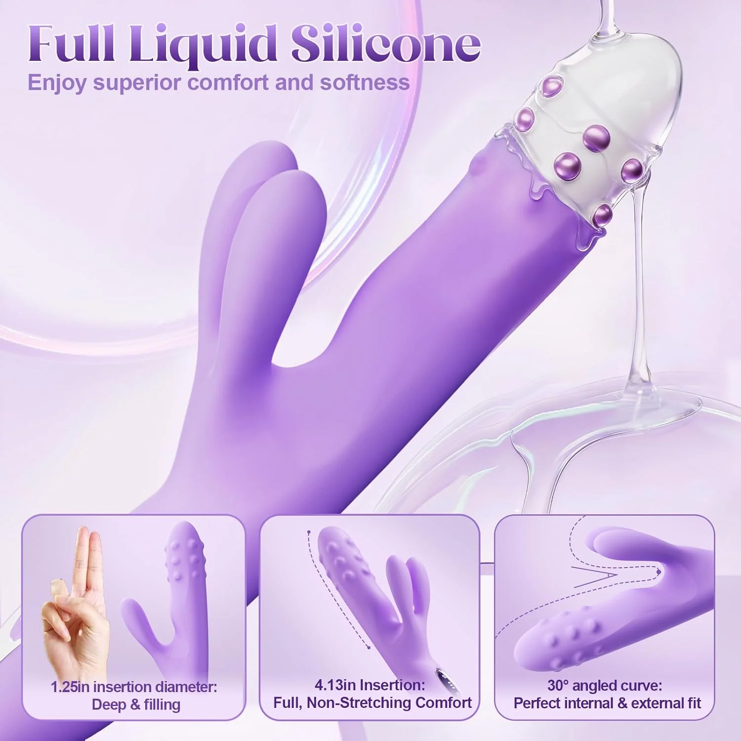 OrbitBead 360° Beads Thrusting Rabbit Vibrator 10 Modes Silicone - Image 6