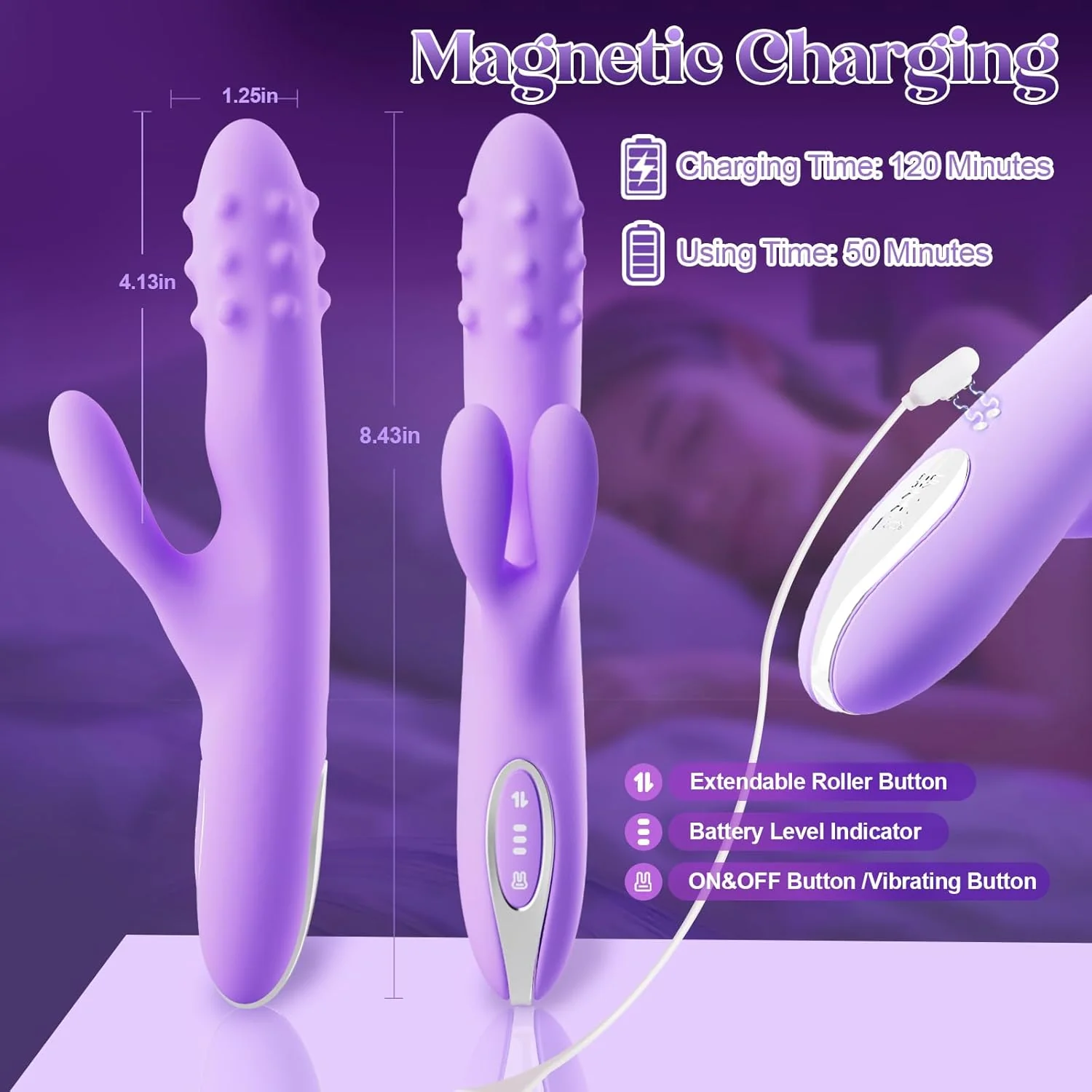 OrbitBead 360° Beads Thrusting Rabbit Vibrator 10 Modes Silicone - Image 8