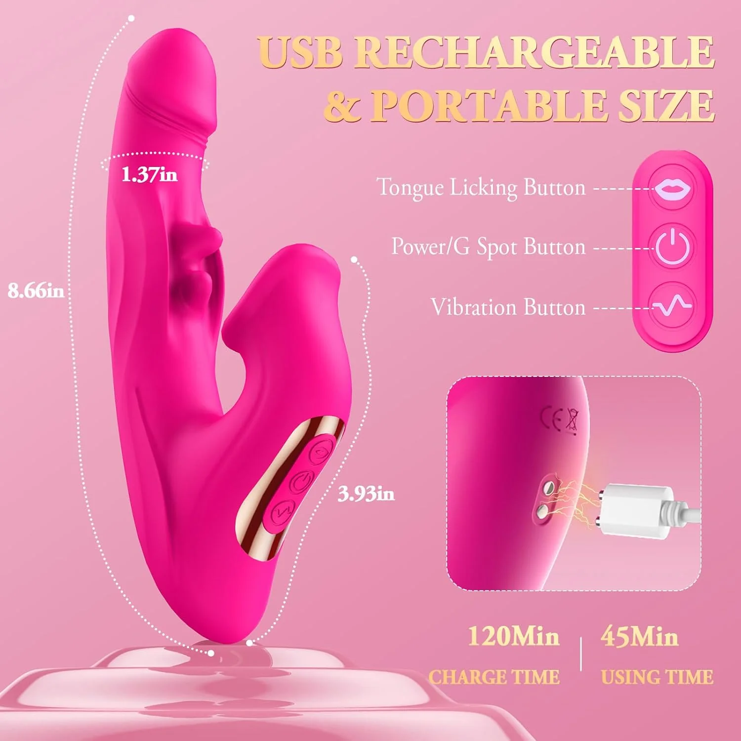 ElyraMax Thrusting Rabbit Licking Vibrator 4-in-1 10 Modes G-Spot - Image 7