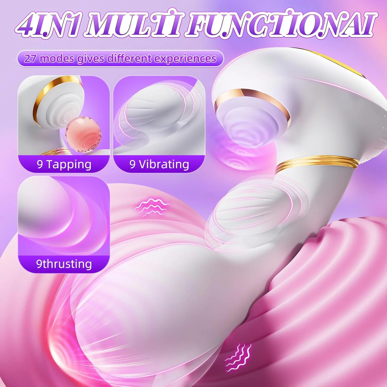 QuadPulse Heating Tapping Rabbit Vibrator - Image 2