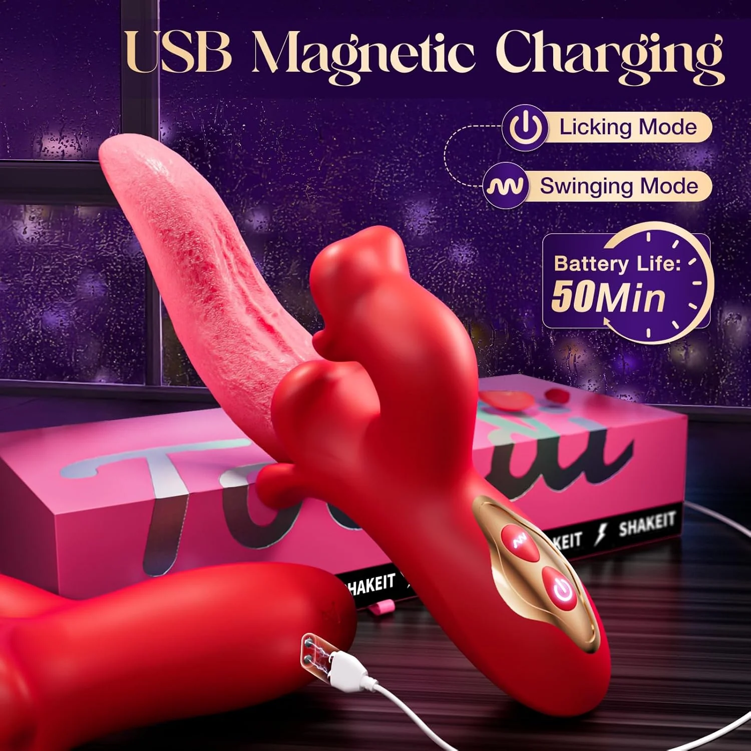 ElyraSwing Tongue Rabbit Vibrator 9 Modes G-Spot Toy - Image 7