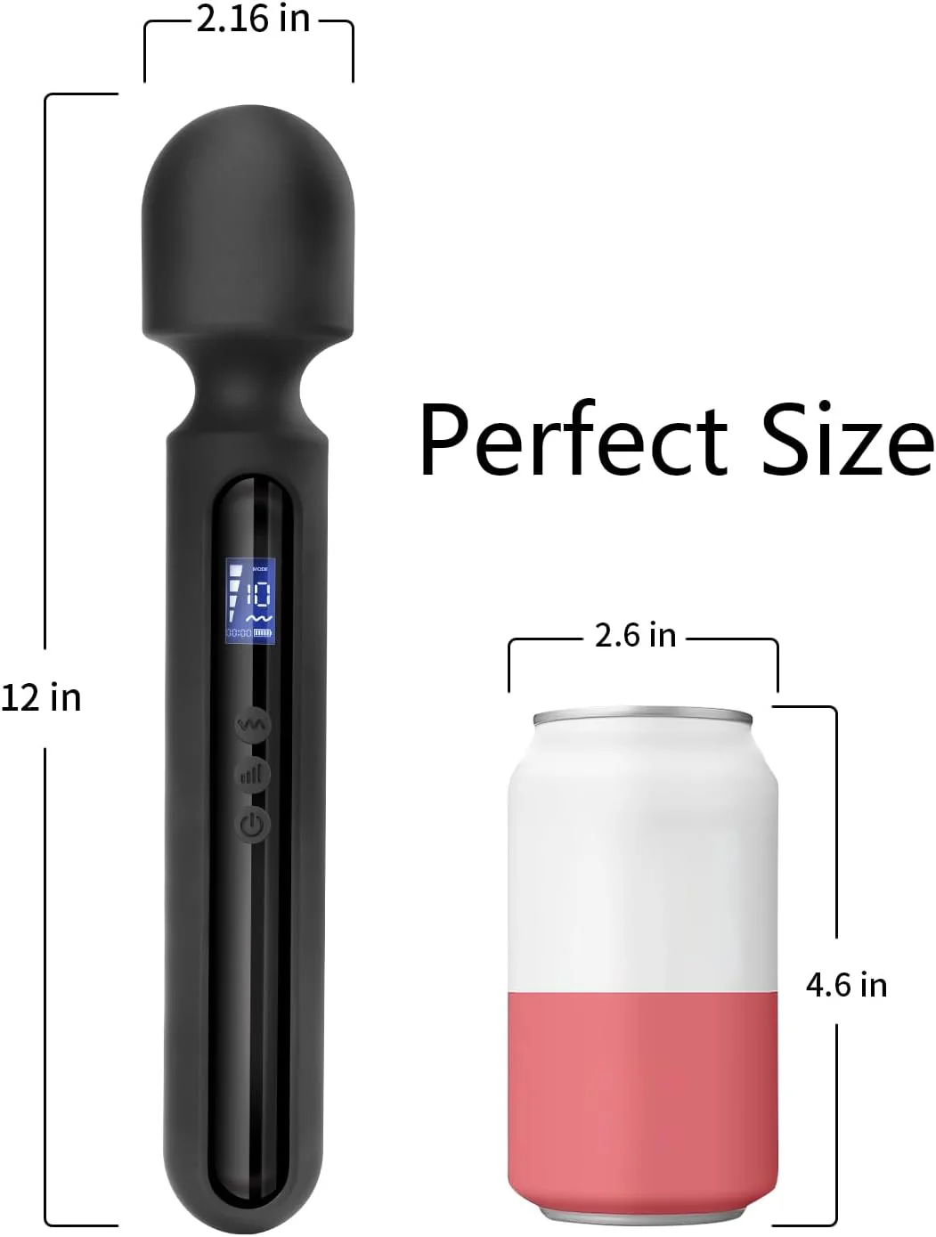 MidnightCommand 12" Wand Vibrator LCD Display 10 Patterns Waterproof - Image 6