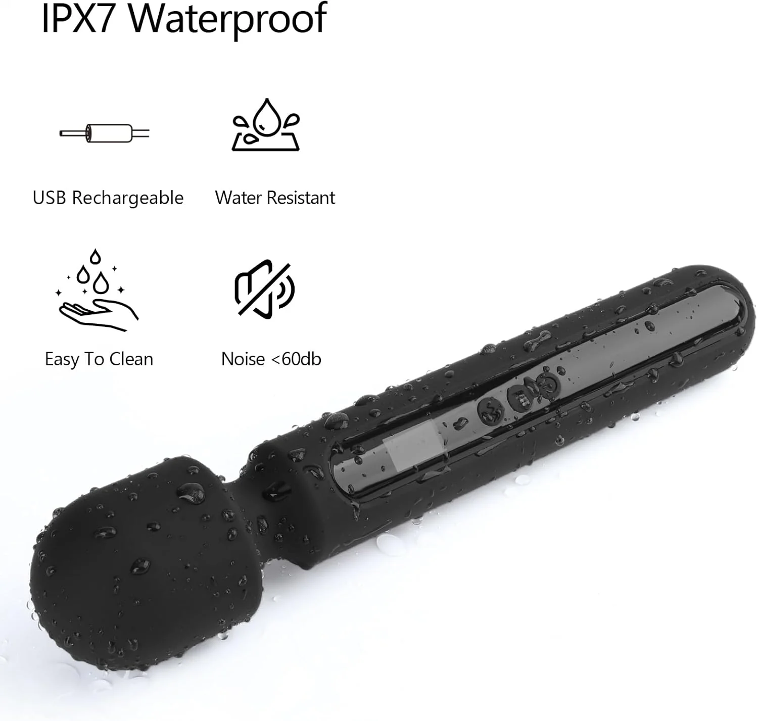 MidnightCommand 12" Wand Vibrator LCD Display 10 Patterns Waterproof - Image 7