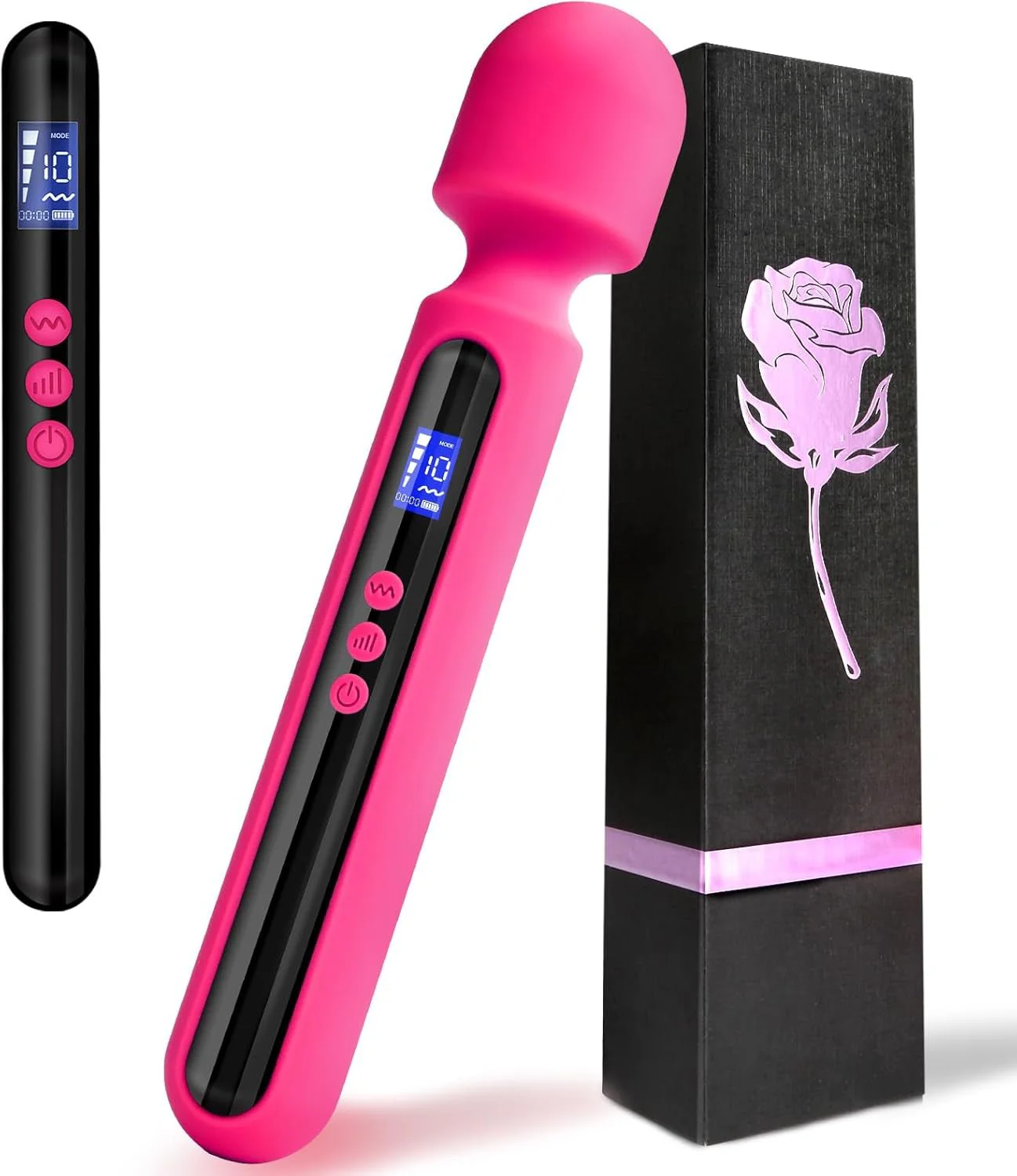 RoseCommand 12" Wand Vibrator LCD Display 10 Modes Waterproof