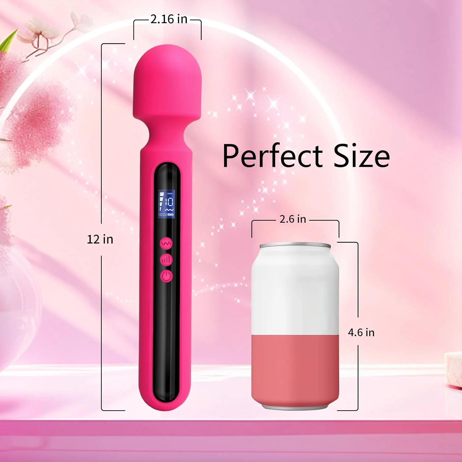 RoseCommand 12" Wand Vibrator LCD Display 10 Modes Waterproof - Image 6