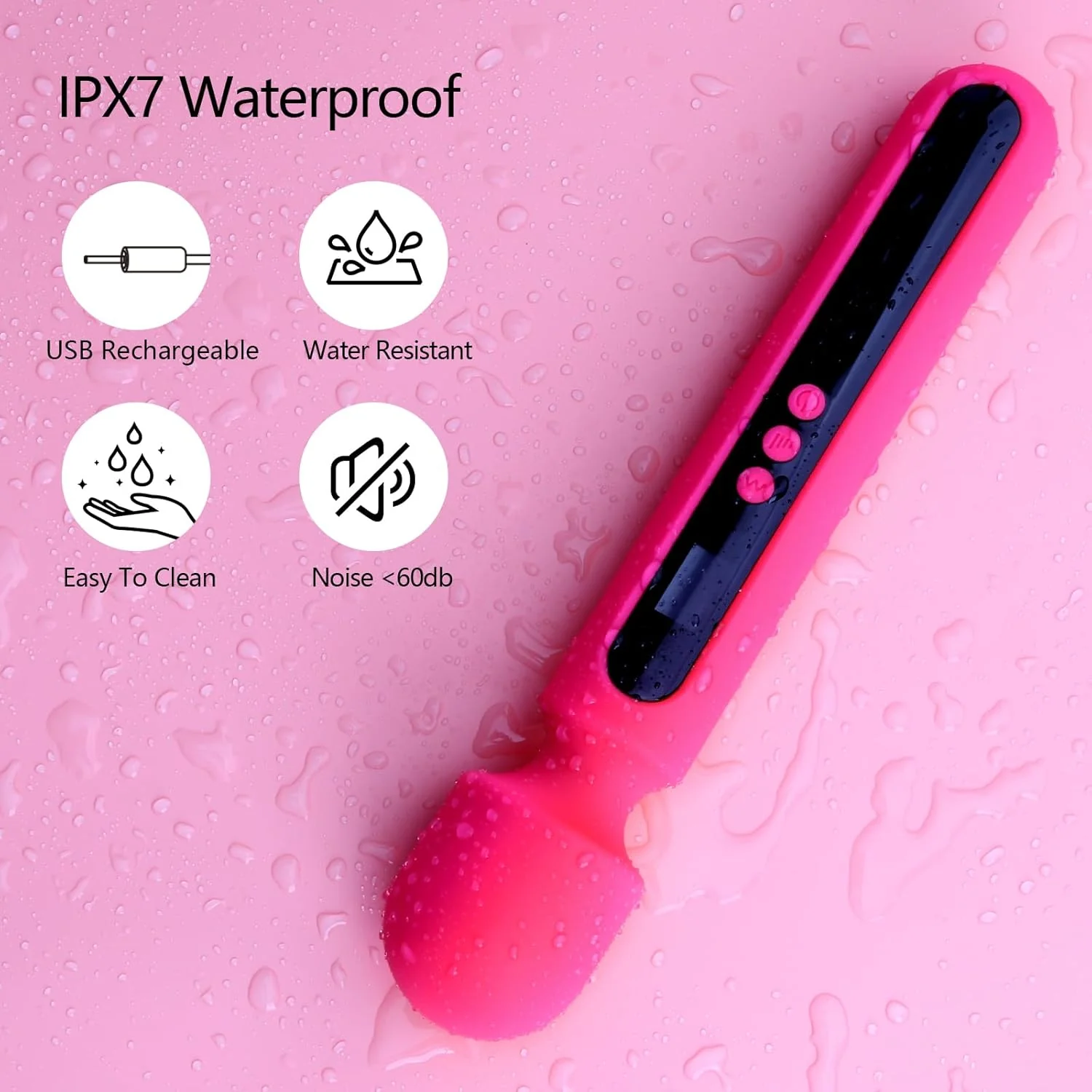 RoseCommand 12" Wand Vibrator LCD Display 10 Modes Waterproof - Image 7