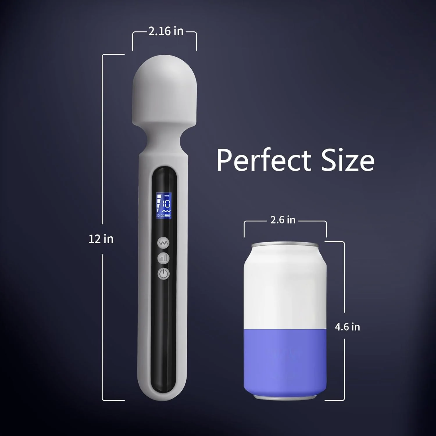 SteelAura 12" Wand Vibrator LCD Display 10 Modes Waterproof - Image 6