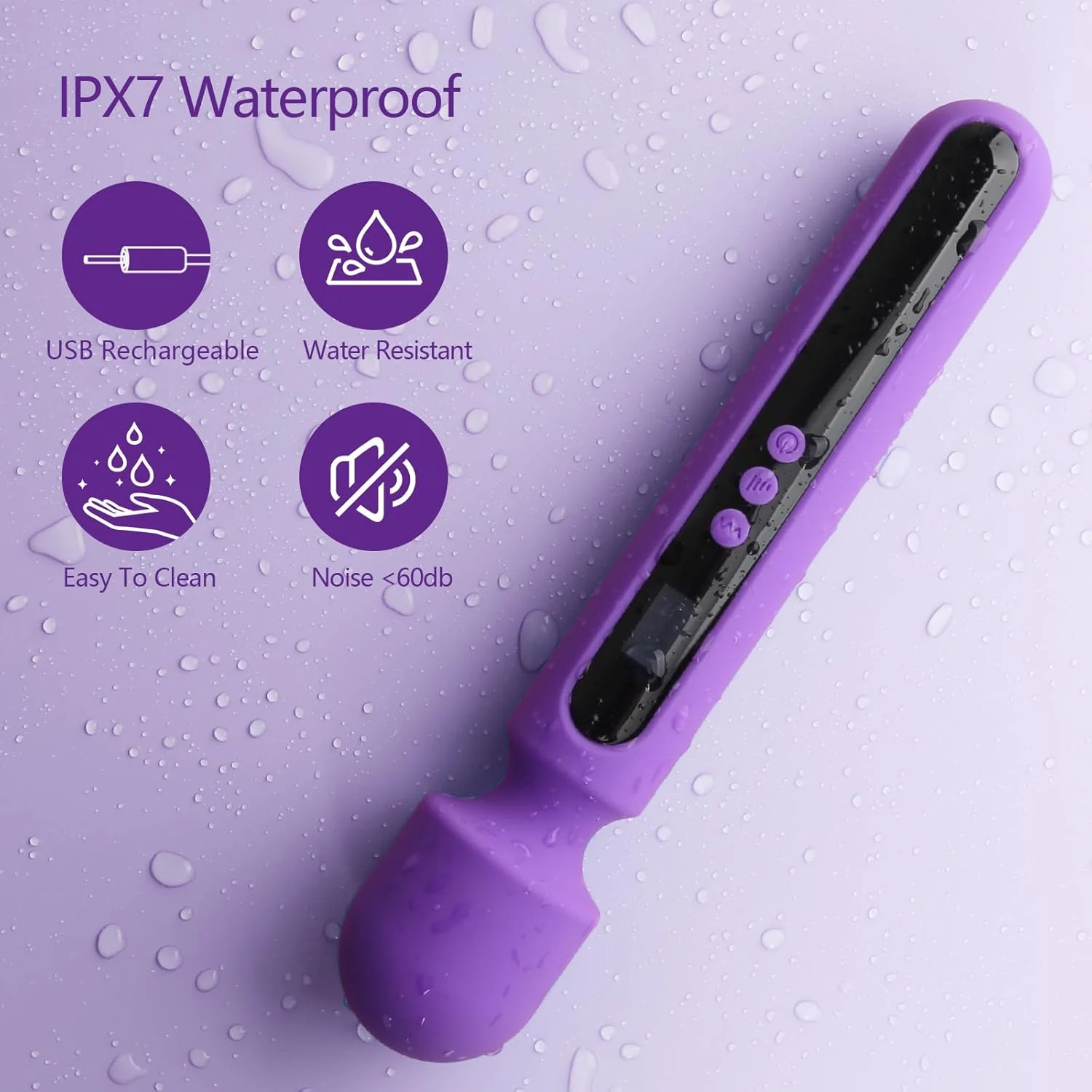 VoltAura 12" Wand Vibrator LCD Display 10 Modes Rechargeable - Image 7