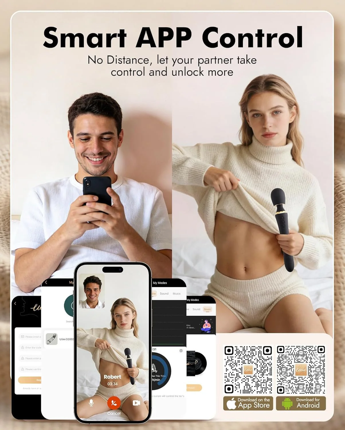 DualNova App Control Thrusting Wand Vibrator Dual Motor - Image 5