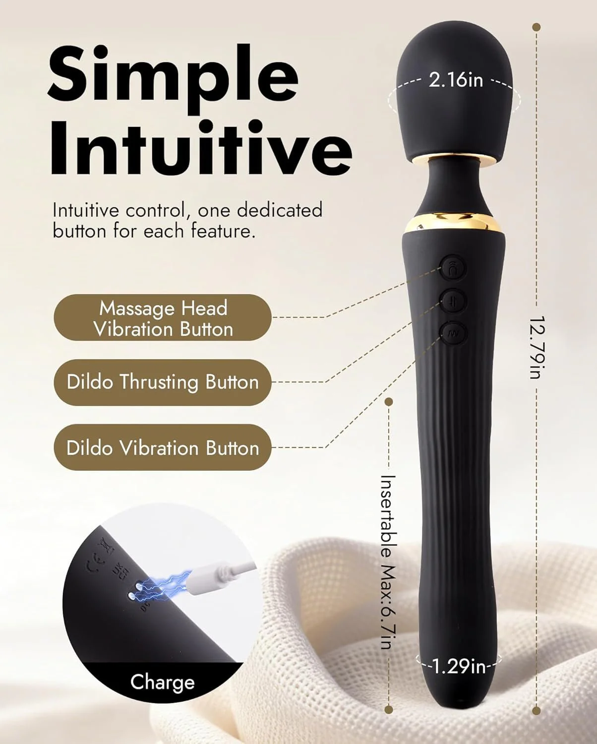 DualNova App Control Thrusting Wand Vibrator Dual Motor - Image 7