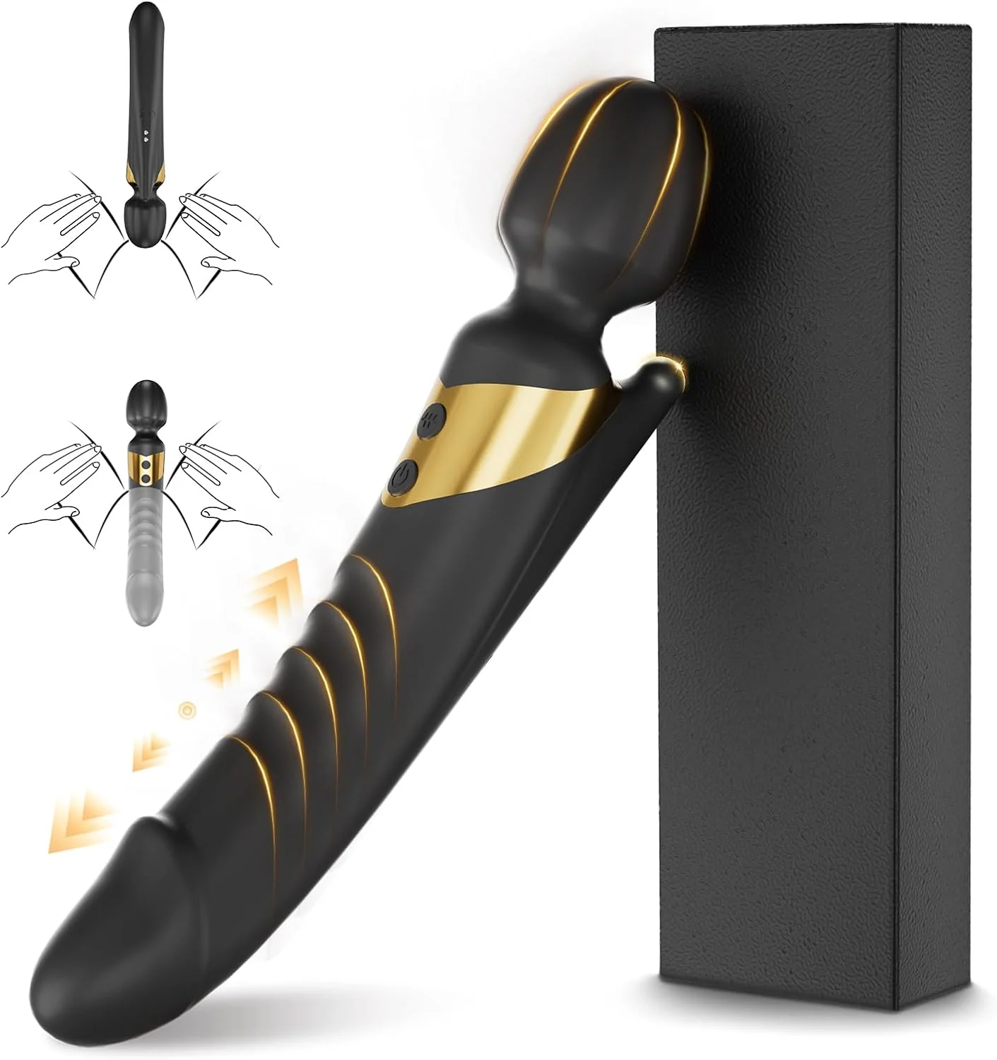 TwinThrive Dual End Wand Vibrator Thrusting Dildo 8+8 Modes