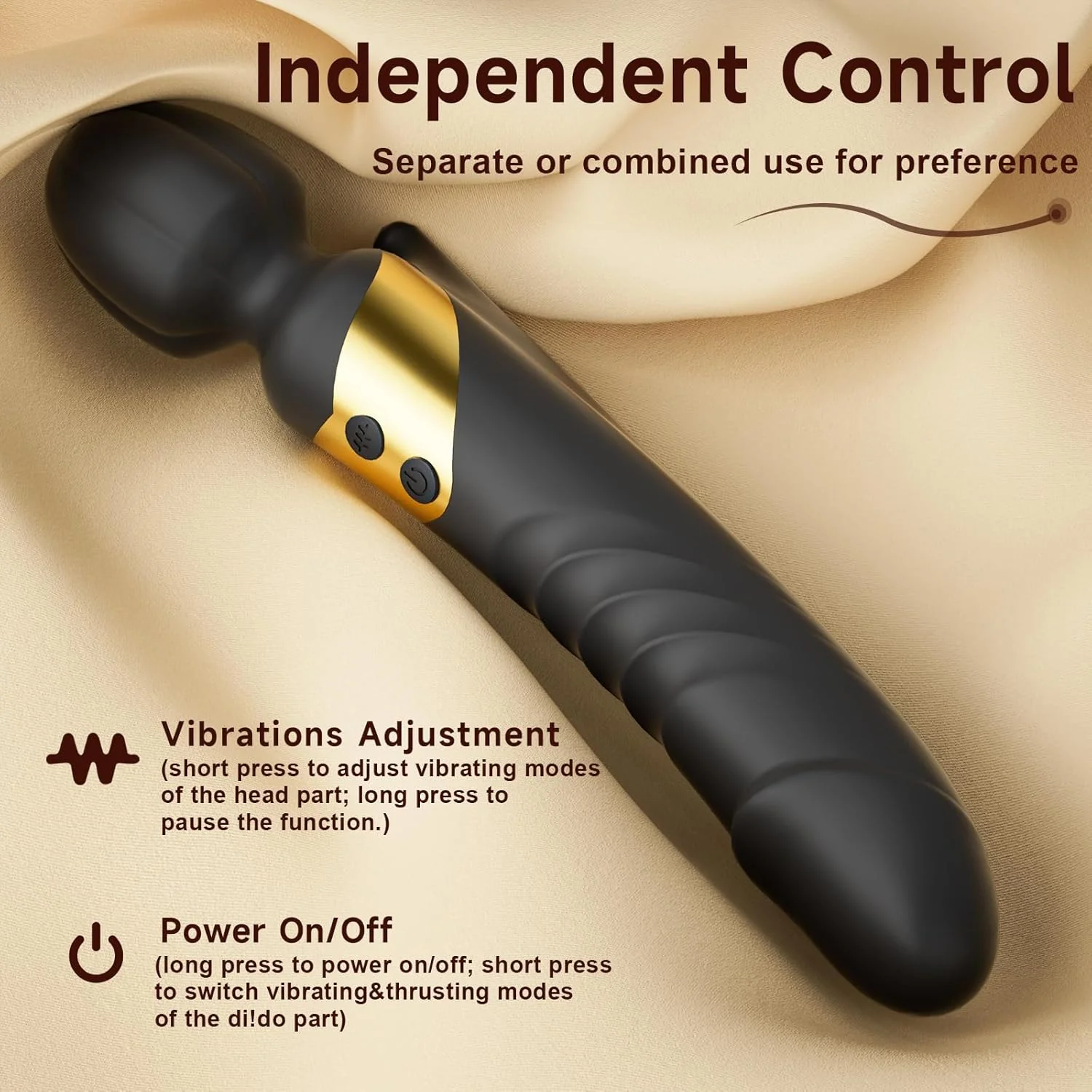TwinThrive Dual End Wand Vibrator Thrusting Dildo 8+8 Modes - Image 5