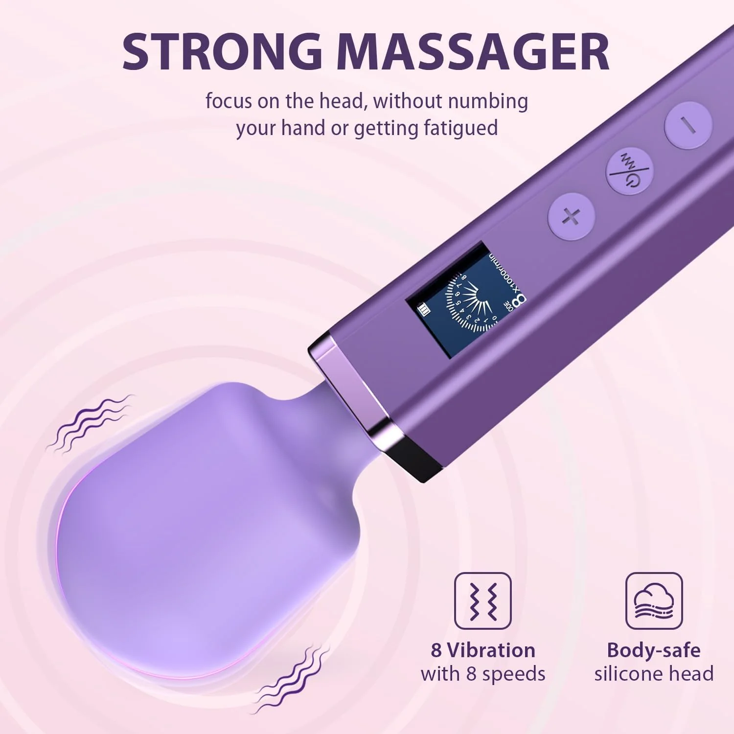 AuraStrike Wand Vibrator Waterproof 8 Modes Rechargeable - Image 3