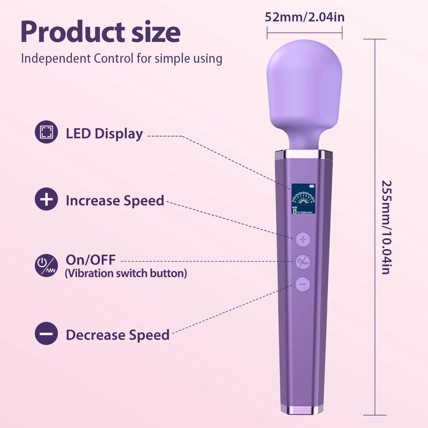 AuraStrike Wand Vibrator Waterproof 8 Modes Rechargeable - Image 4