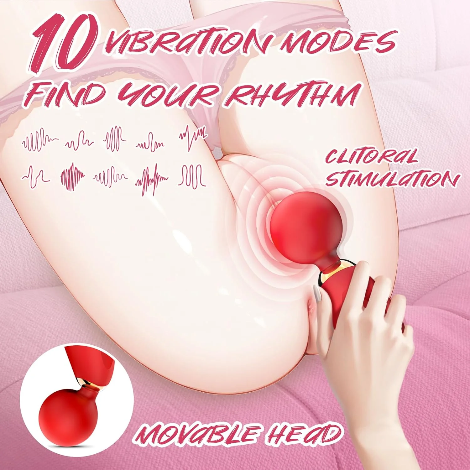 PetalPulse Mini Wand Vibrator 10 Modes Waterproof Clitoral - Image 3