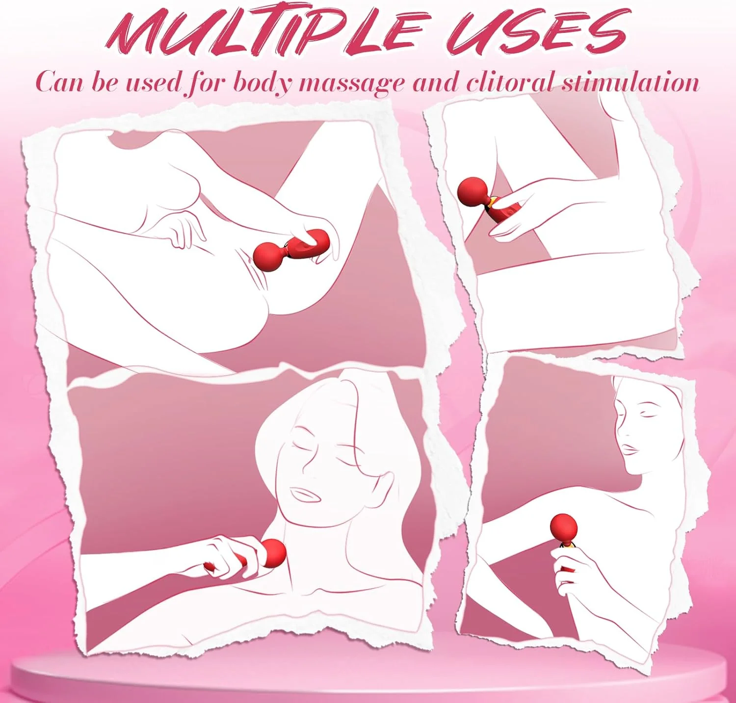 PetalPulse Mini Wand Vibrator 10 Modes Waterproof Clitoral - Image 4