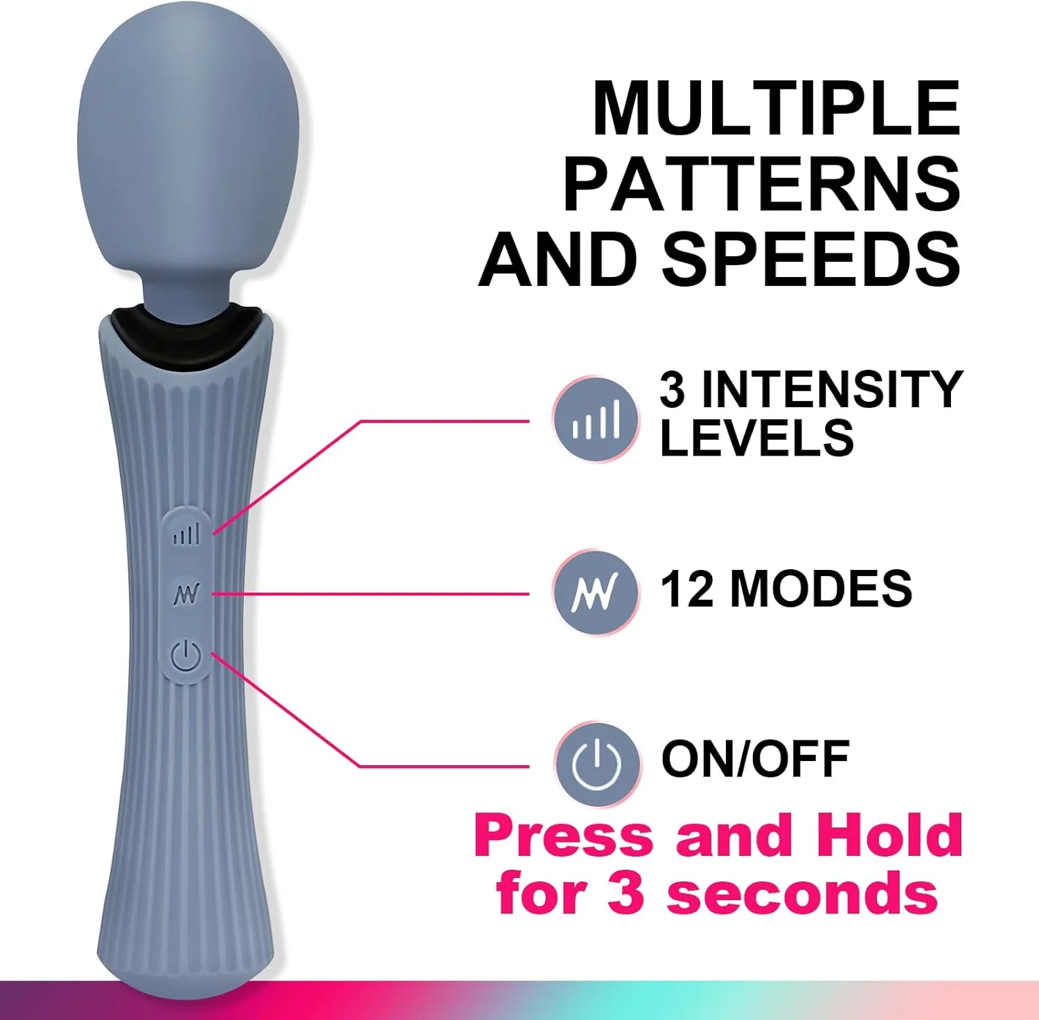 AquaLock Waterproof Wand Vibrator 12 Modes - Image 3