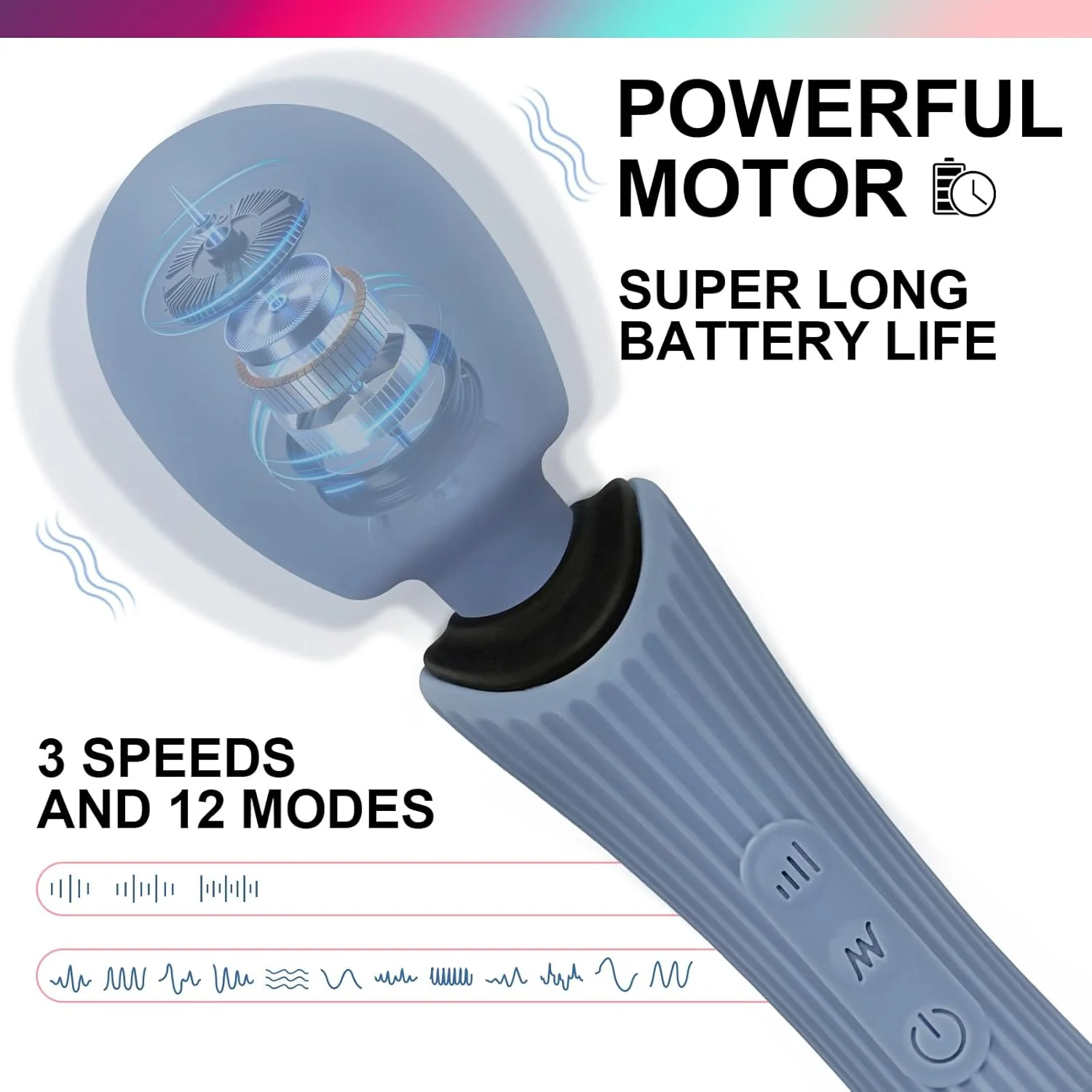 AquaLock Waterproof Wand Vibrator 12 Modes - Image 5