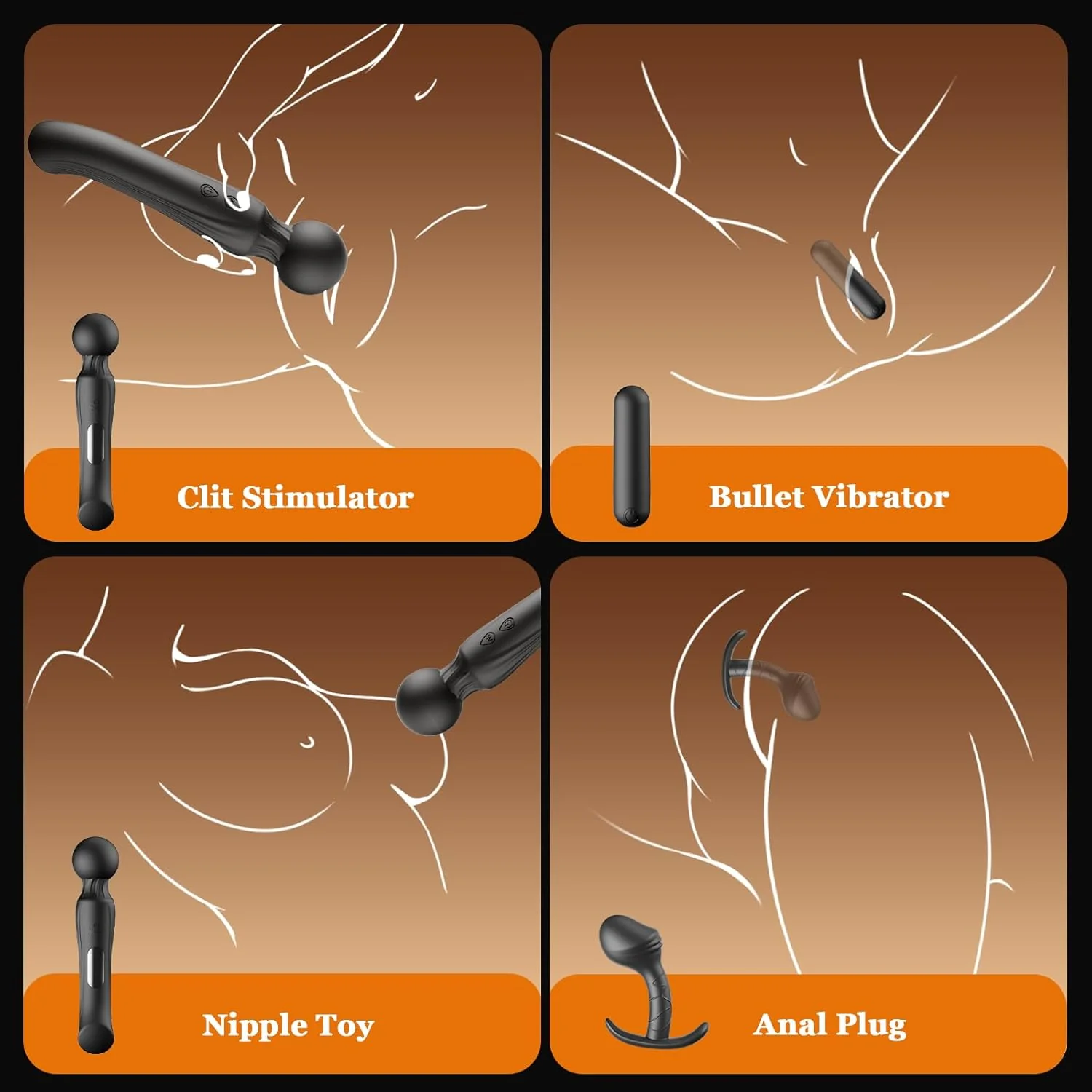 TrinityPlay 3 Piece Vibrator Set Wand Bullet Anal Plug - Image 2