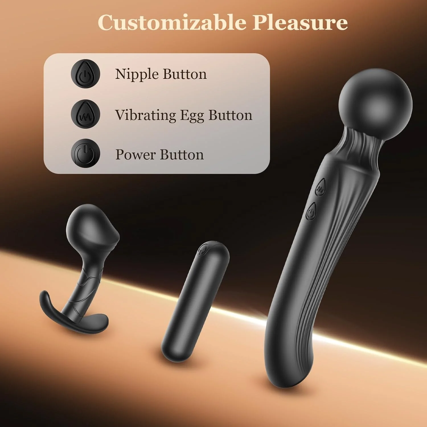 TrinityPlay 3 Piece Vibrator Set Wand Bullet Anal Plug - Image 6