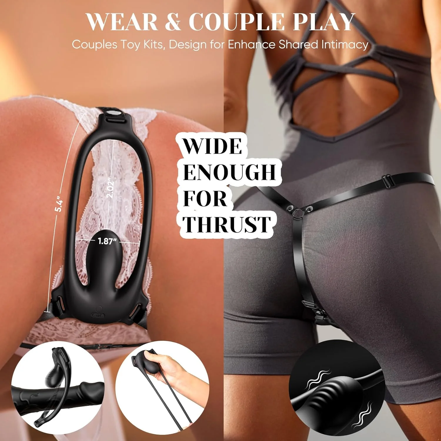NoirControl Cock Ring Clit Vibrator Remote Harness 9 Modes - Image 3