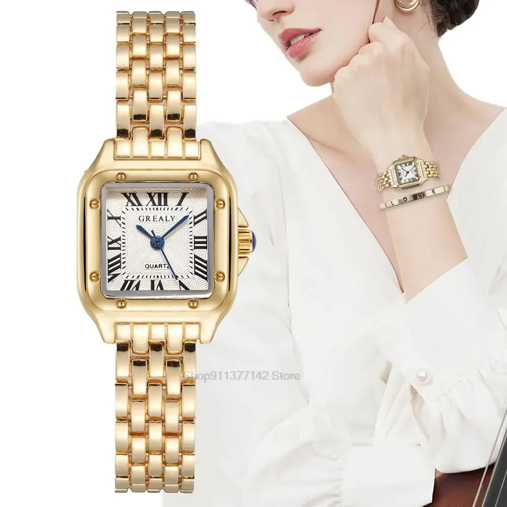 Women’s Luxury Roman Numerals Square Watch - Image 3